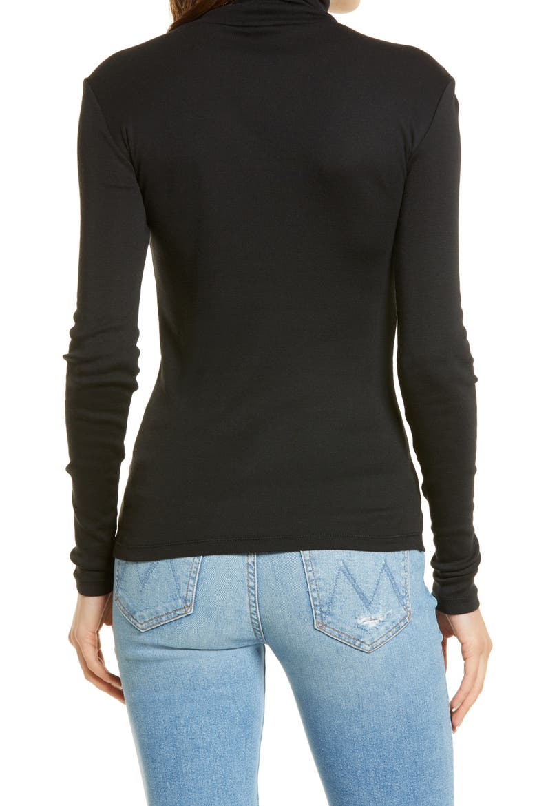 Cotton Blend Turtleneck, Alternate, color, BLACK