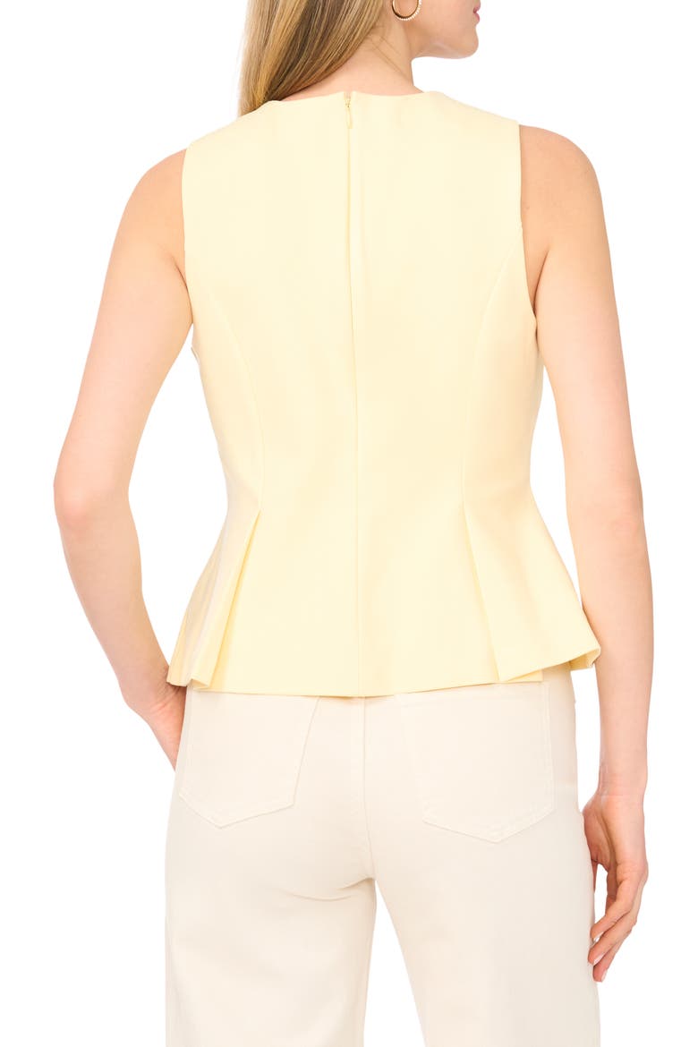 Pleated Ponte Peplum Top, Alternate, color, LEMON CREAM