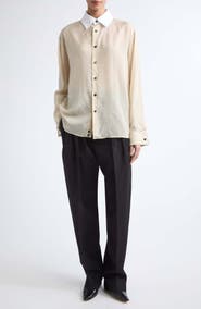 Bottega Veneta Contrast Collar Stripe Button-Up Shirt