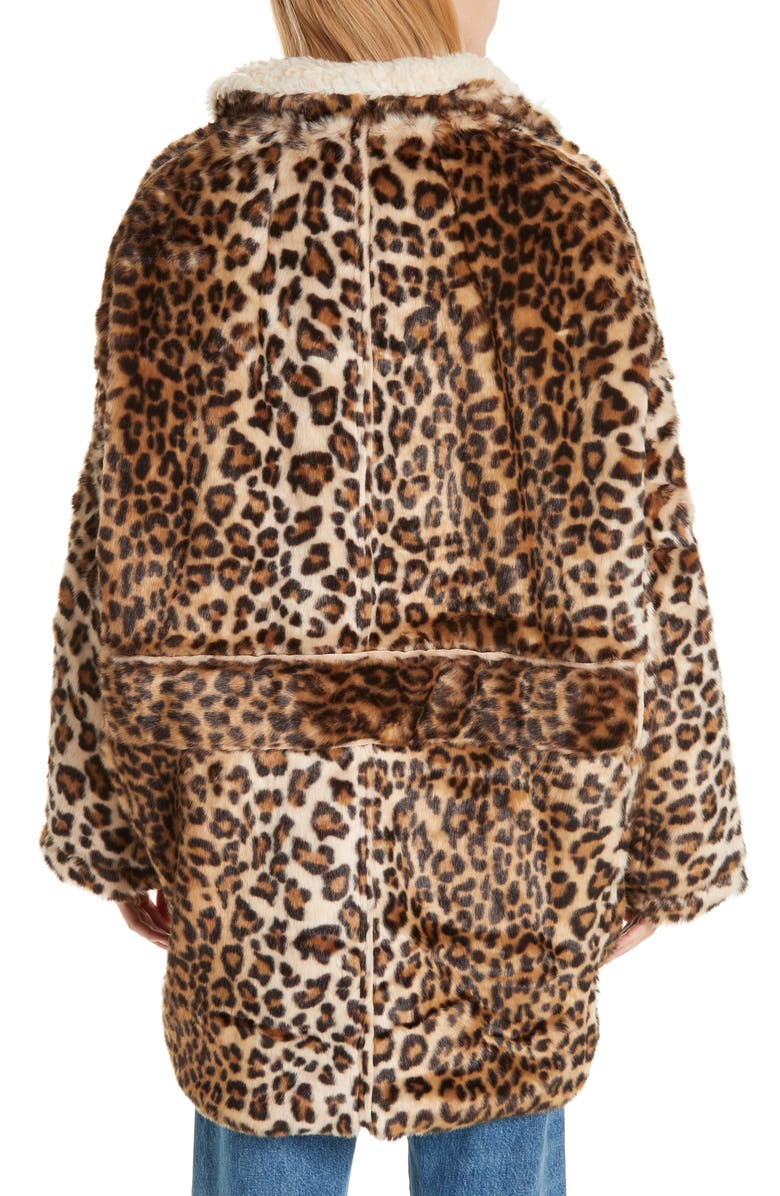 R13 Oversize Faux Leopard Hunting Coat, Alternate, color, 