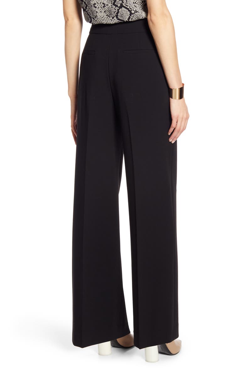 High Waist Wide Leg Stretch Twill Pants, Alternate, color, BLACK