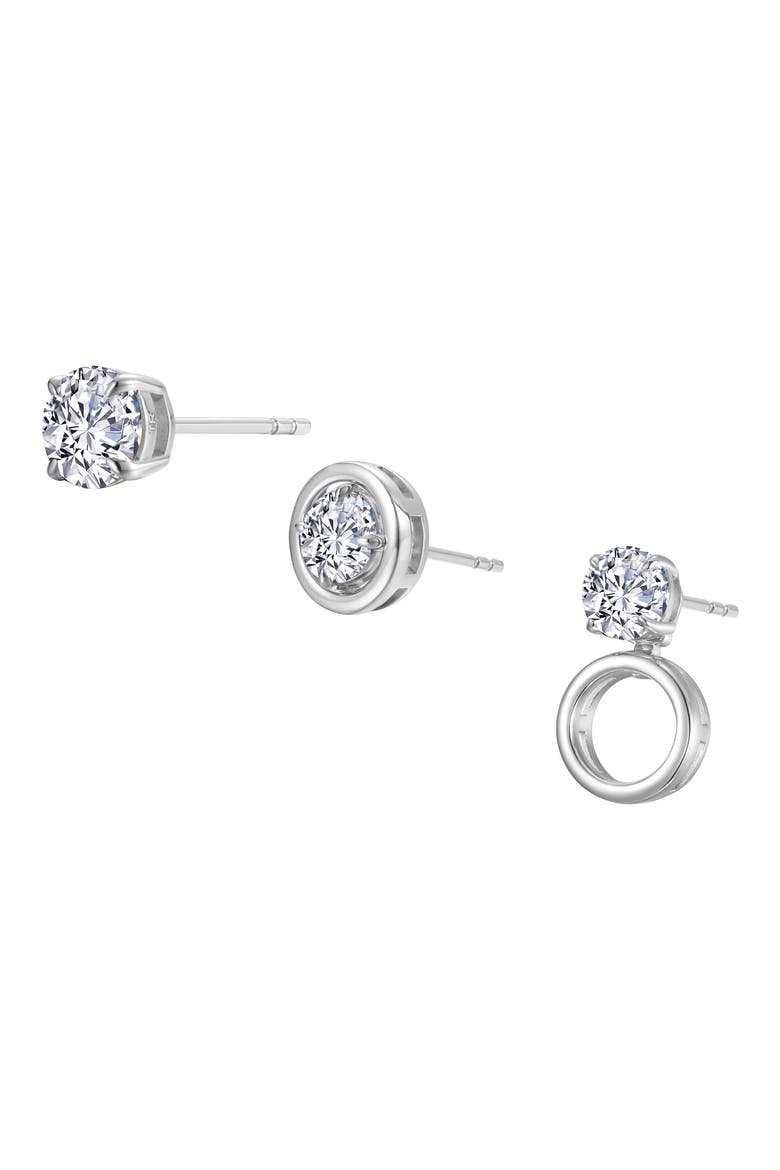 Convertible Solitaire Simulated Diamond Stud Earrings, Main, color, WHITE/ SILVER