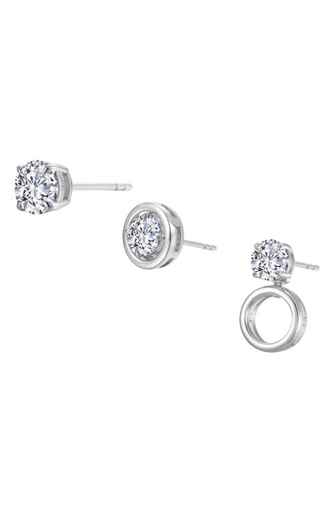 Convertible Solitaire Simulated Diamond Stud Earrings