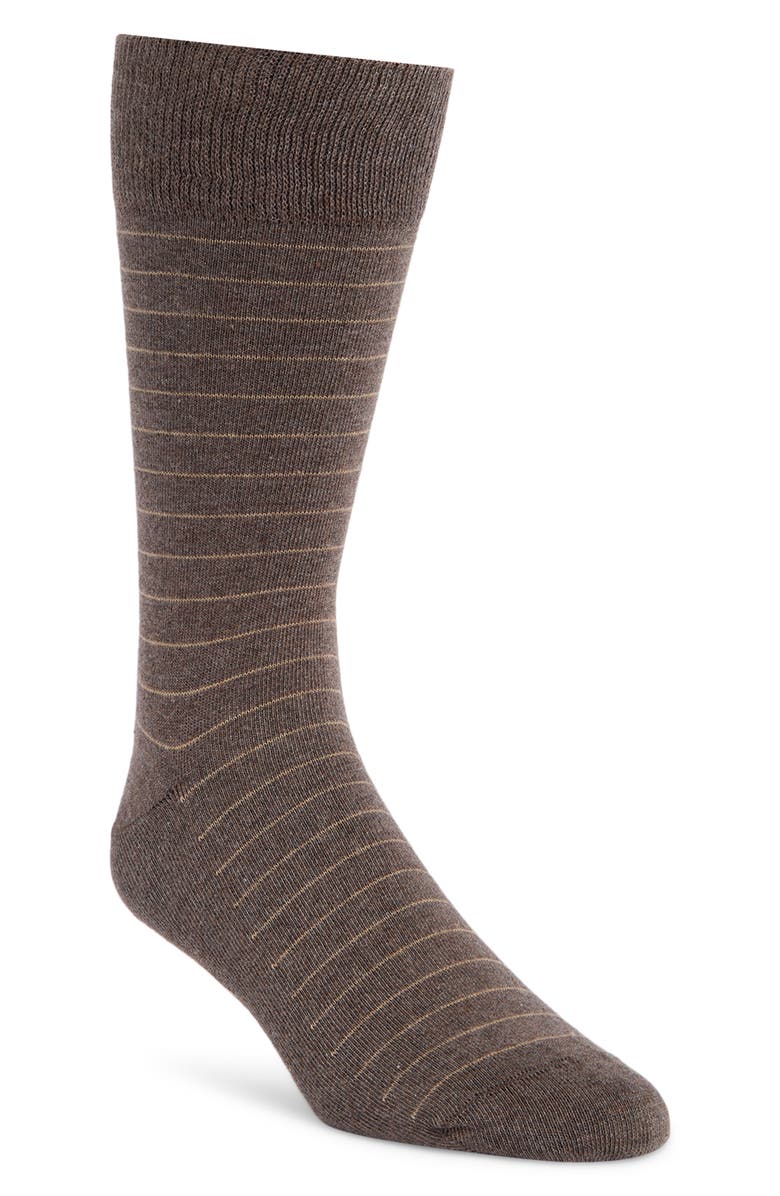 Brooks Brothers Stripe Dress Socks, Main, color, Brown