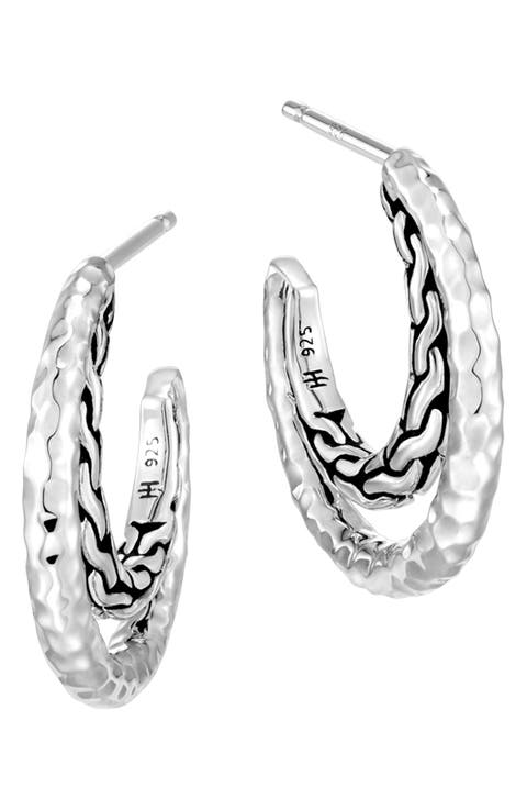 Classic Chain Hammered Hoop Earrings