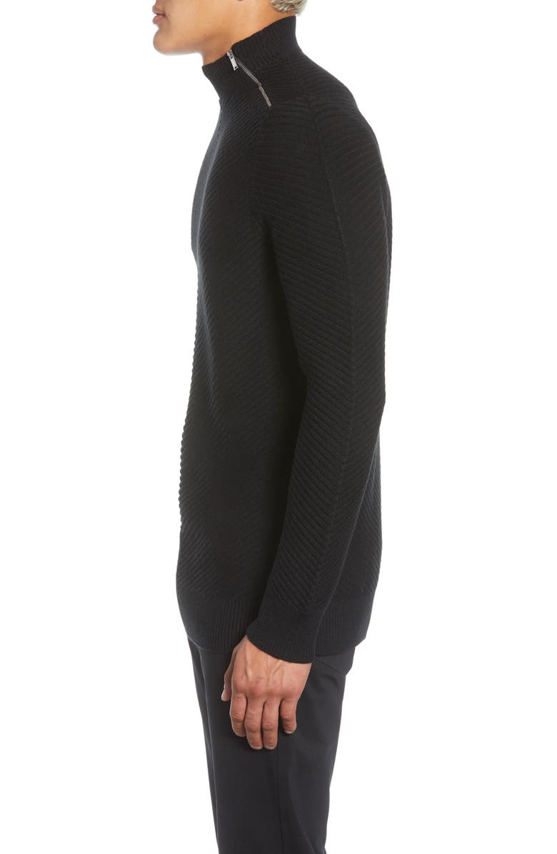 KARL LAGERFELD PARIS Shoulder Zip Mock Neck Sweater, Alternate, color,