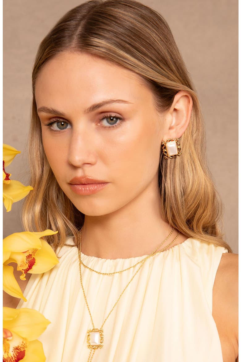 Viva Stud Earrings, Alternate, color, GOLD/ PEARL