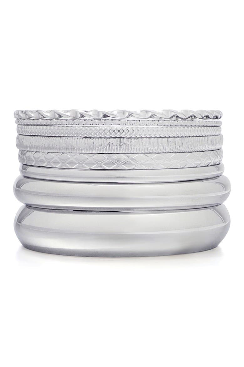 Set of 8 Assorted Bangle Bracelets, Alternate, color, SILVER