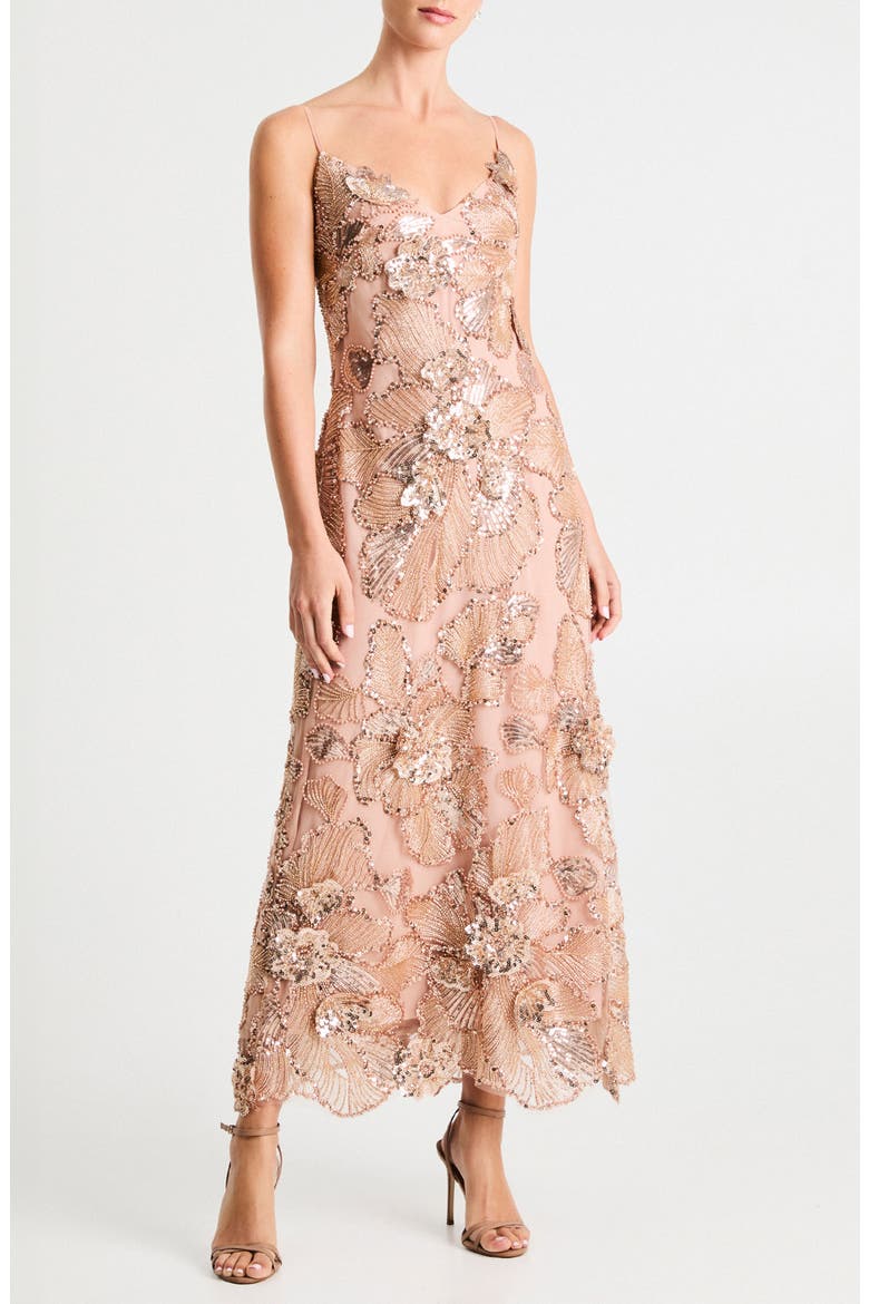 Samantha Sequin Sleeveless Gown, Main, color, GOLD