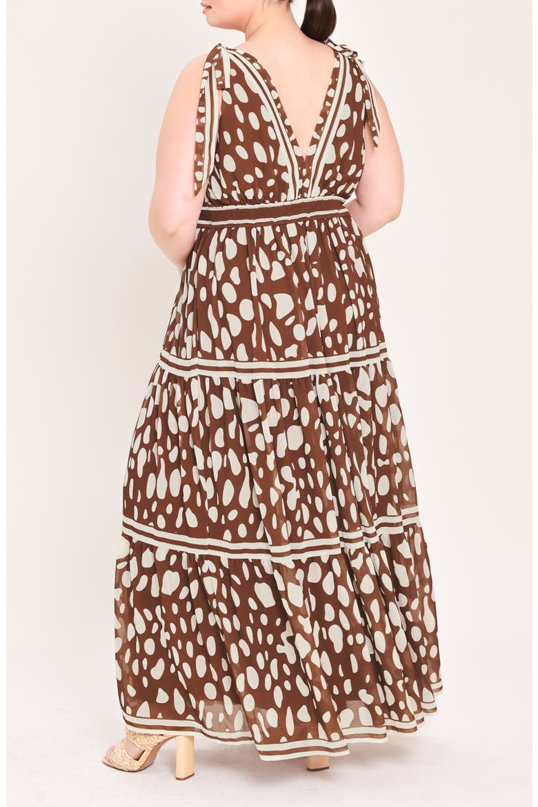 Print Tiered Maxi Dress, Alternate, color, BROWN