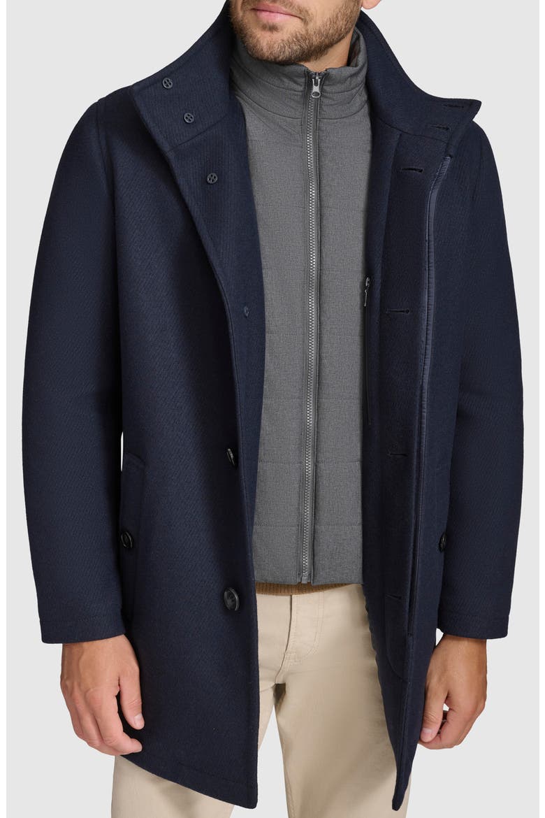 Wool Blend Twill Car Coat, Main, color, NAVY