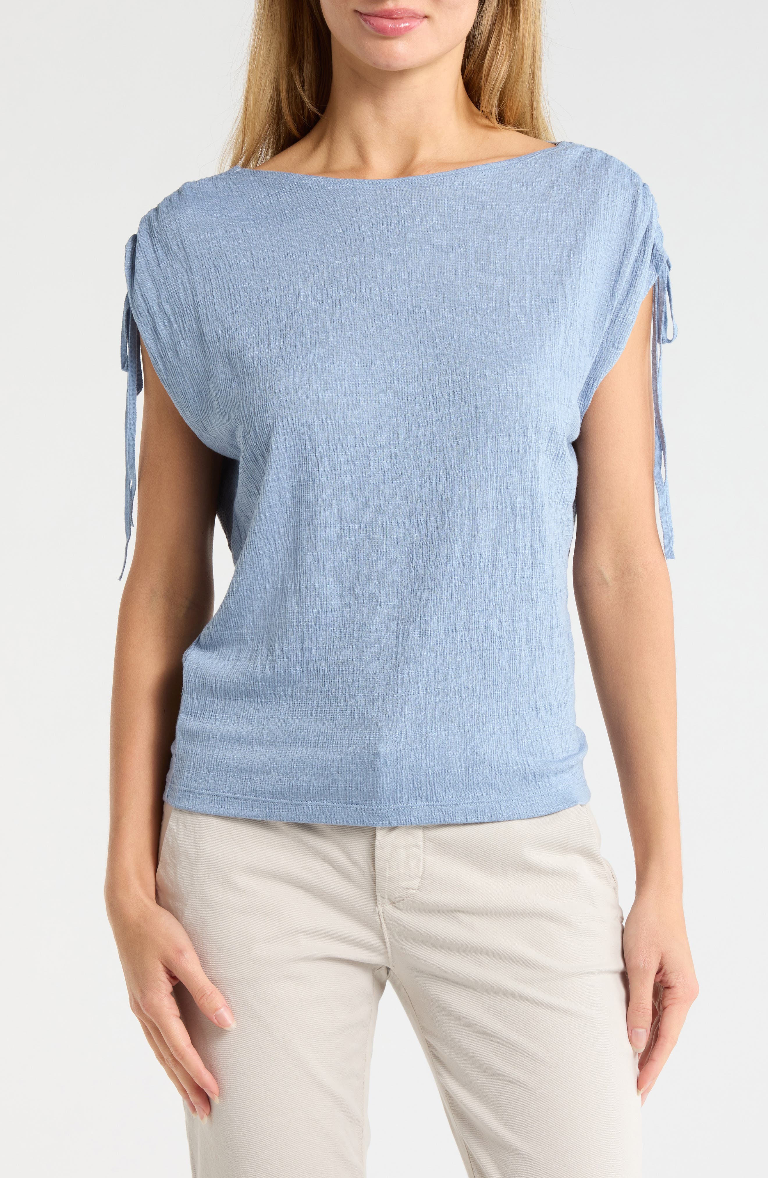 Ruched Shoulder Textured Knit Top - image 3