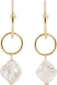 SAACHI Faux Pearl Drop Hoop Earrings