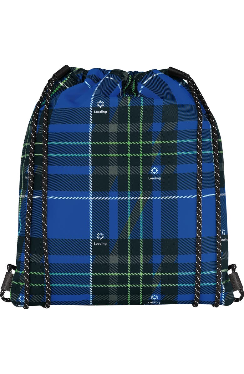 Longchamp Green District Tartan Drawstring Backpack, Alternate, color, Blue