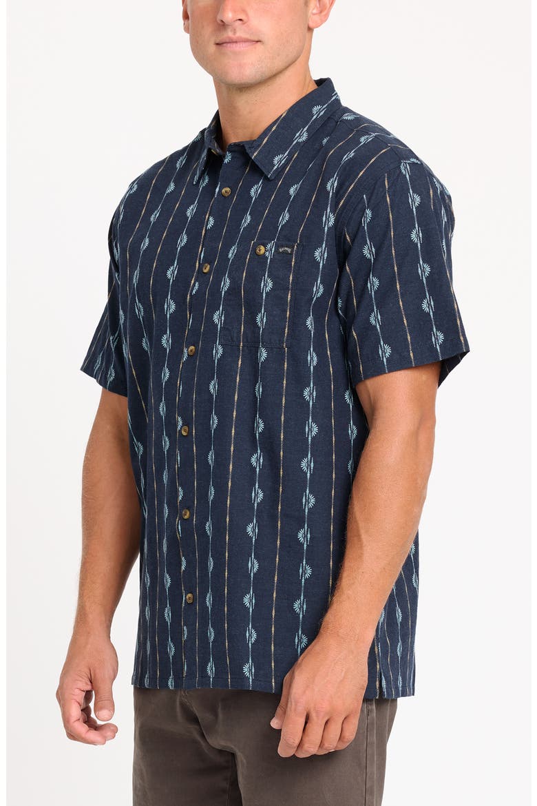 Sundays Stripe Jacquard Short Sleeve Cotton Button-Up Shirt, Alternate, color, REAL TEAL