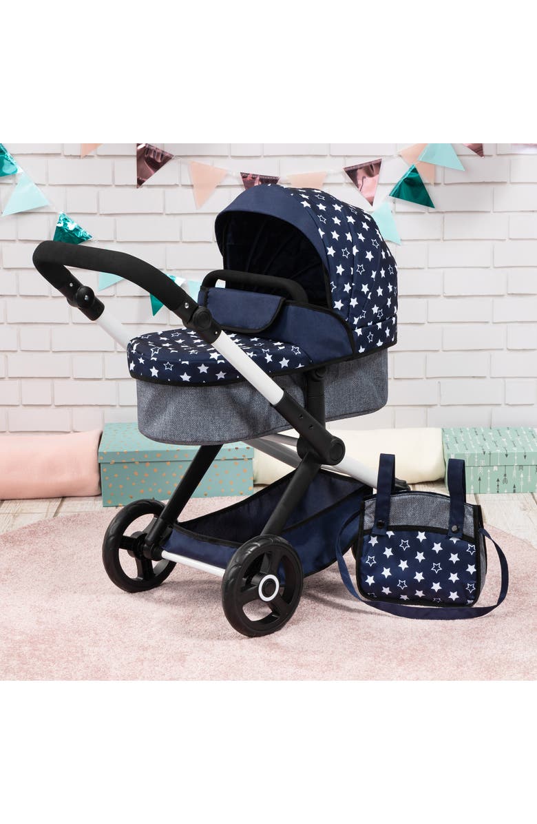 Bayer Design Pram Xeo Blue & White Stars Dolls Up to 18 Inch, Alternate, color, Multicolored