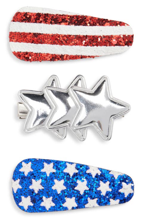 Kids' 3-Pack Assorted Stars & Stripes Hair Clips Set
