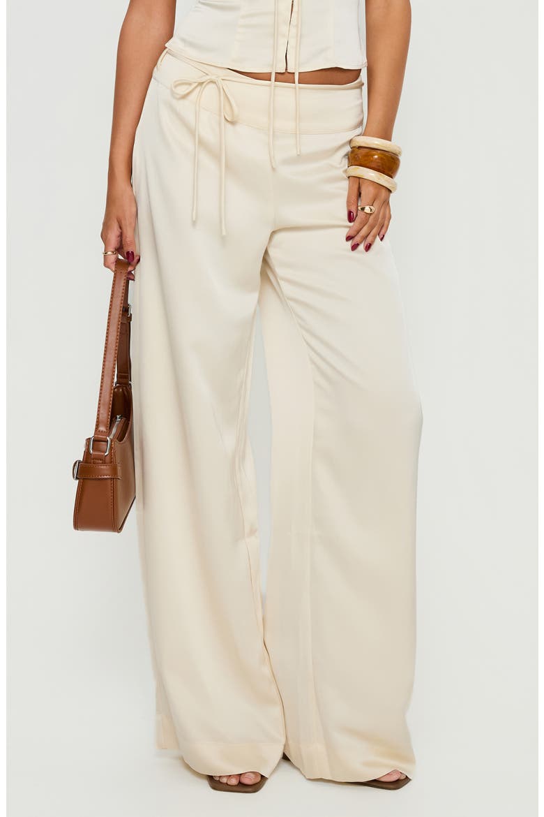 Aubrette Satin Wide Leg Pants, Alternate, color, CREAM