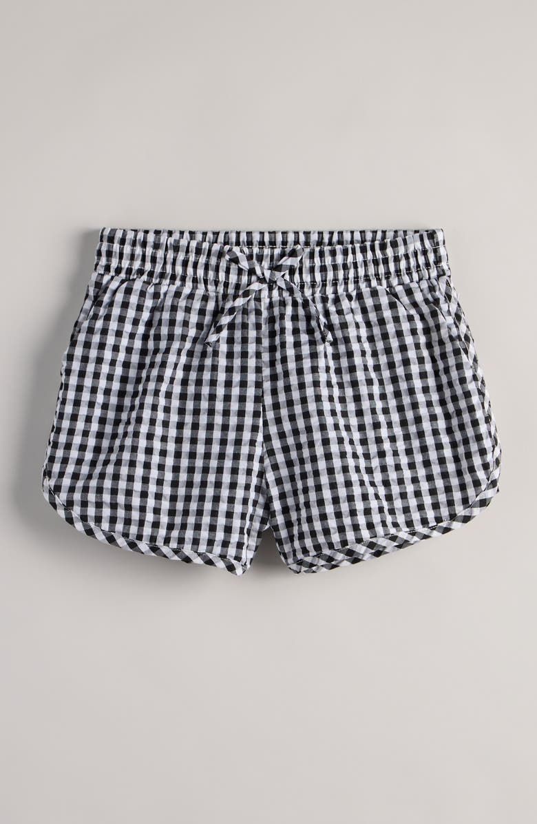 Nordstrom Kids' Gingham Seersucker Shorts, Main, color, Black Gingham