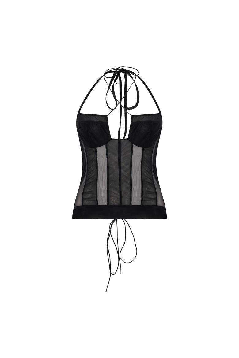 Tulle Women Top, Main, color, BLACK