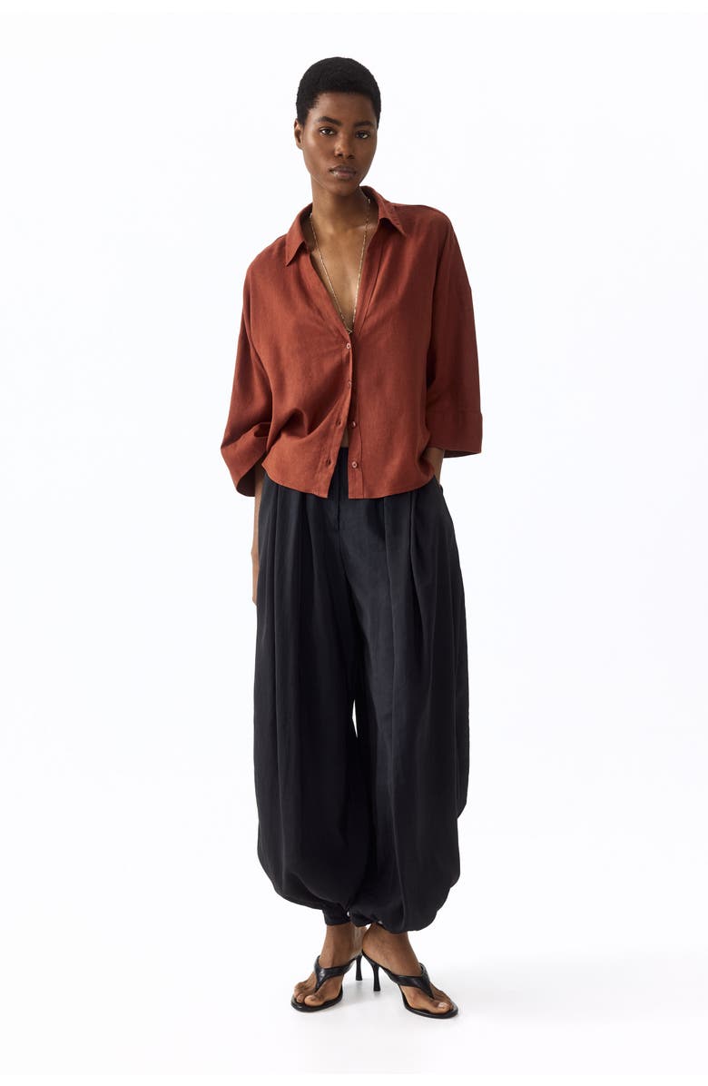 H&M Linen-blend Shirt, Alternate, color, Brown