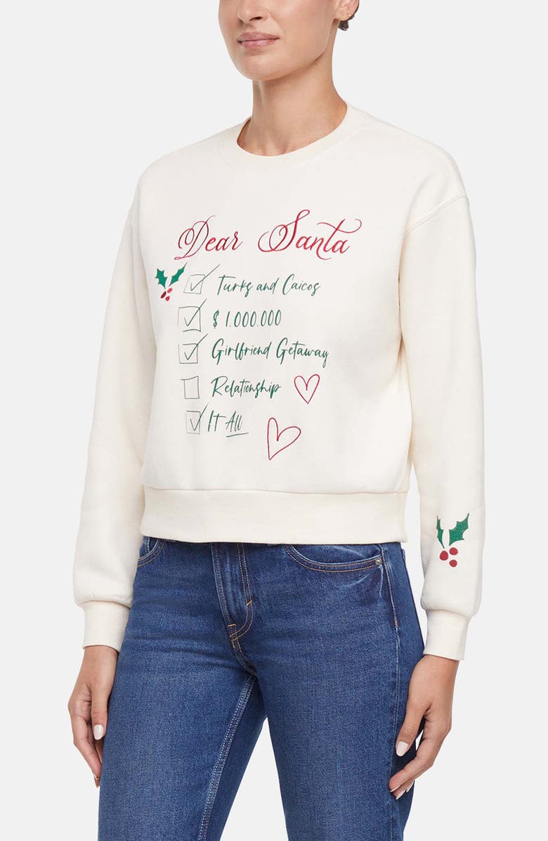 Wildfox Elyse Dear Santa Sweatshirt, Alternate, color, Eggnog