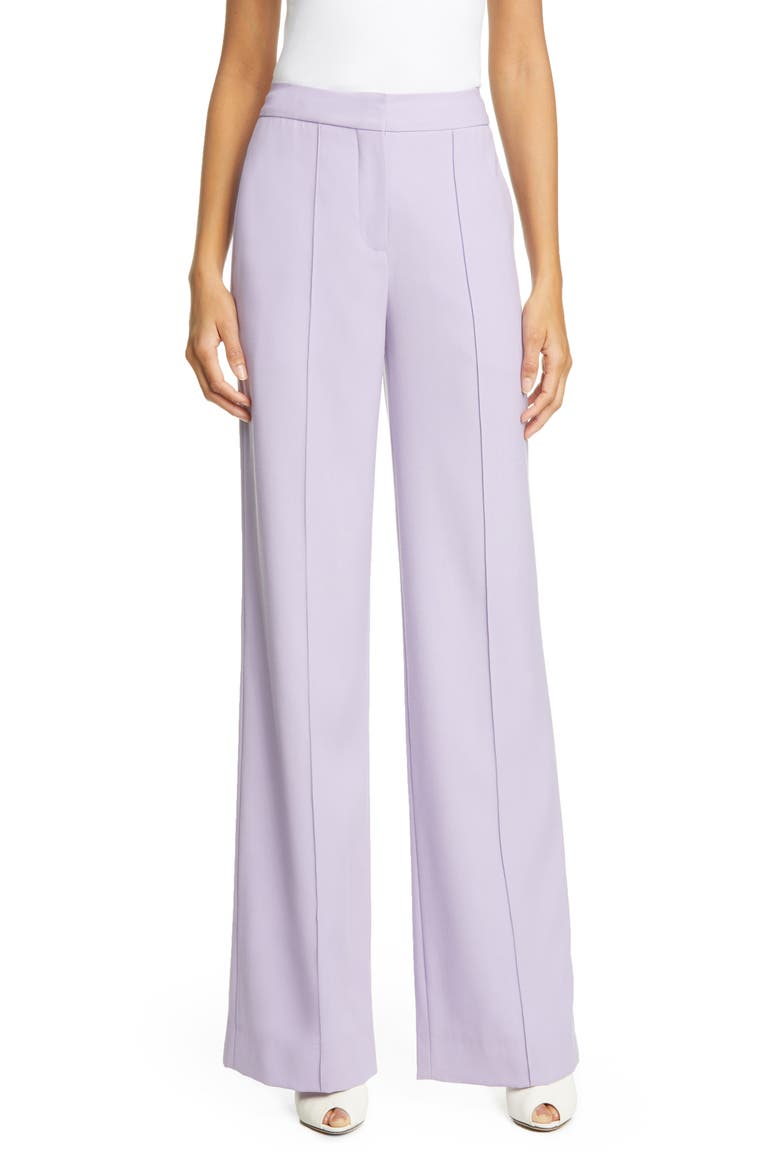 Pintuck Tropical Stretch Wool Wide Leg Pants, Main, color, LAVENDER