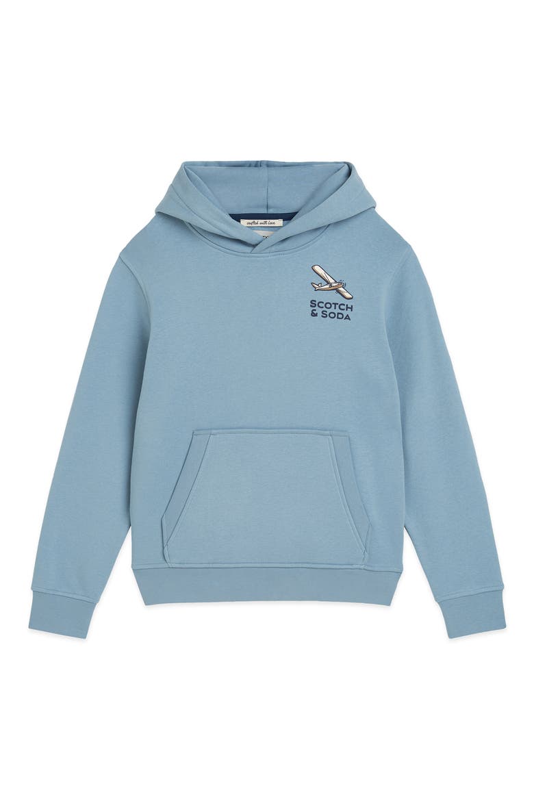 Kids' Fleece Graphic Hoodie, Main, color, FADED DENIM