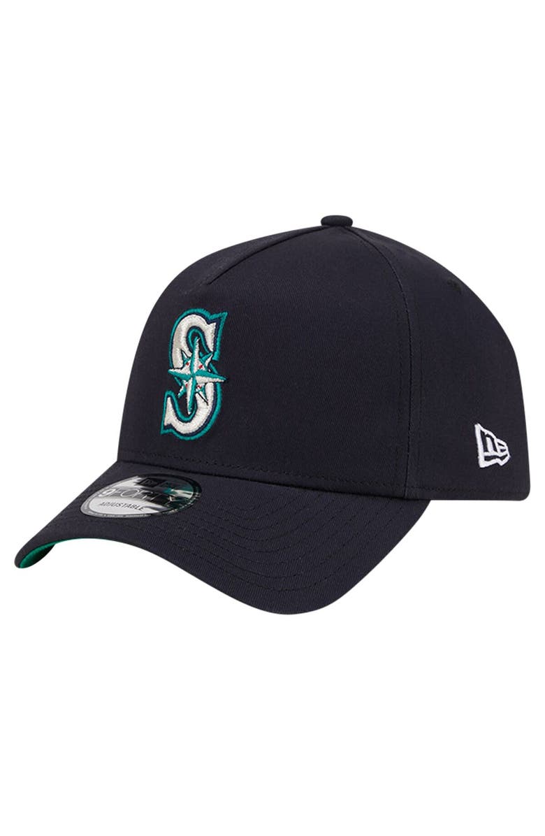 New Era Men's New Era Navy Seattle Mariners Team Color A-Frame 9FORTY Adjustable Hat, Main, color, 