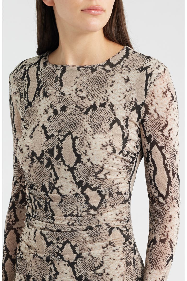 Print Long Sleeve Body-Con Dress, Alternate, color, NATURAL CLAY MULTI