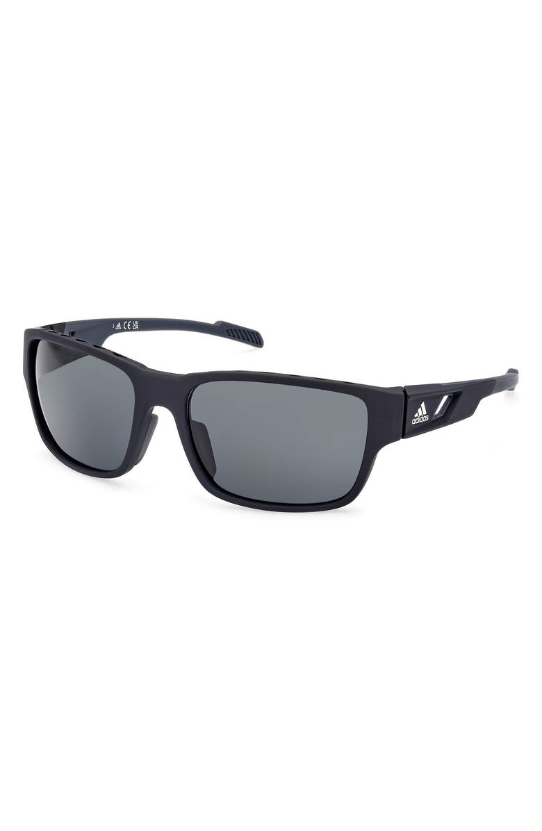 adidas 61mm Navigator Sunglasses, Alternate, color, Black / Smoke Polarized
