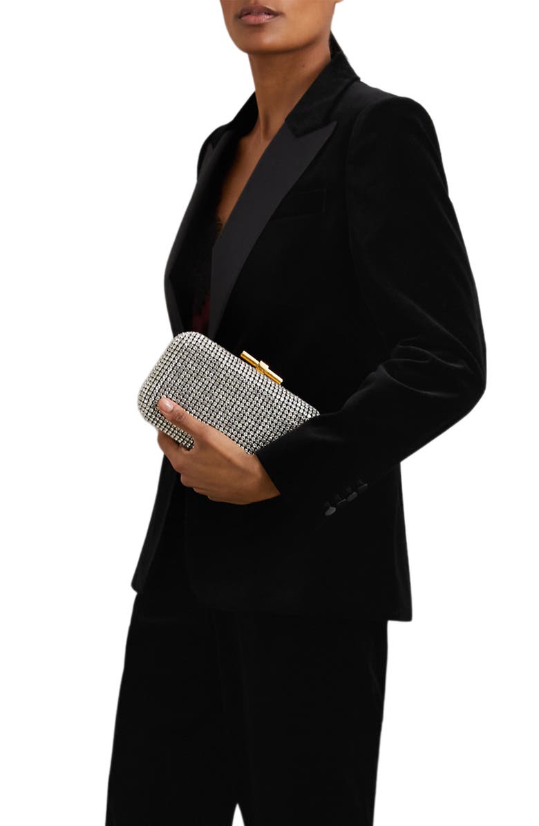 Reiss Myrtle Cotton Velveteen Tuxedo Jacket, Alternate, color, Black