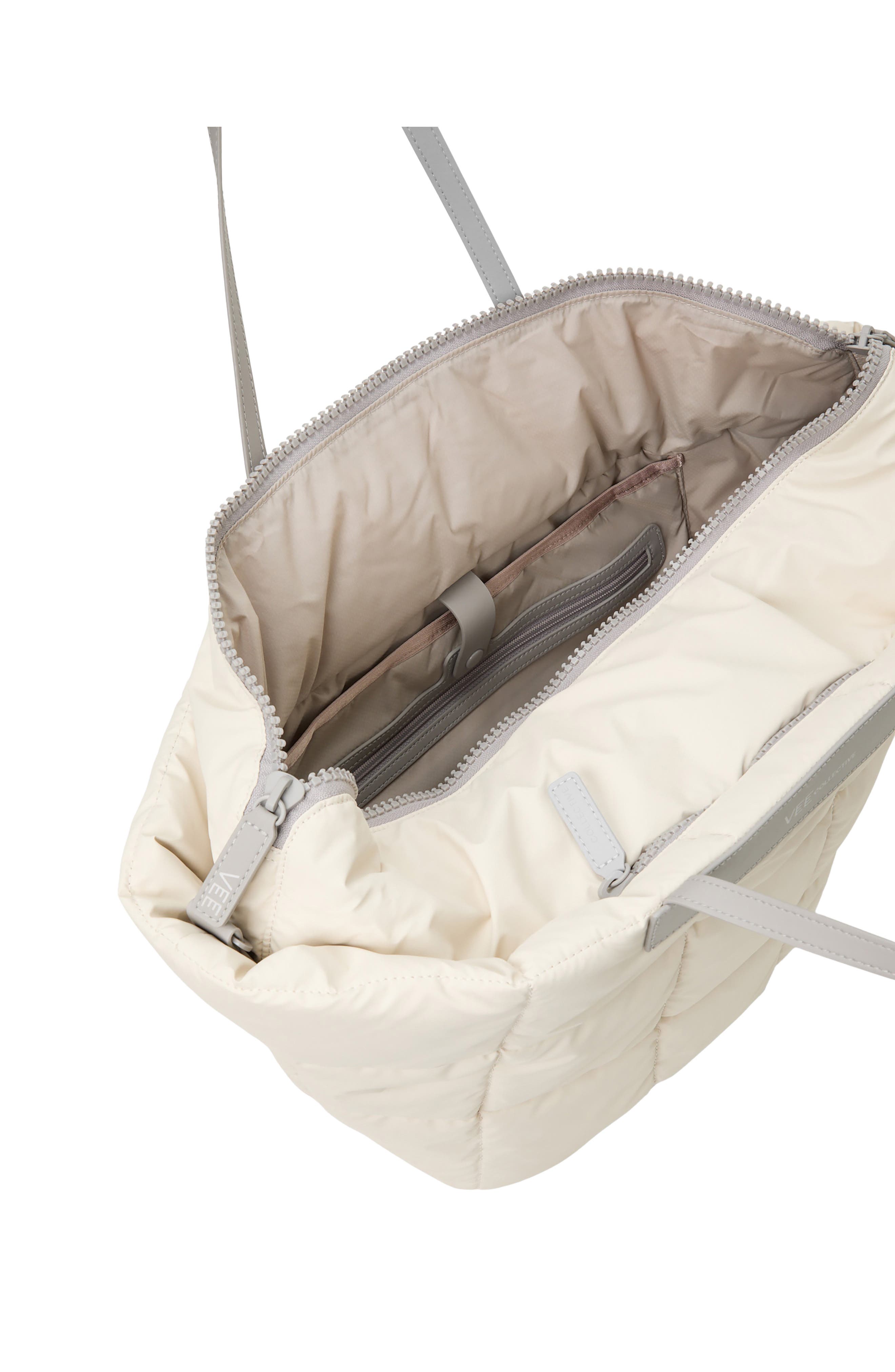 VeeCollective Porter Basque Quilted Recycled Nylon Tote, Alternate, color, Barely Beige Bei