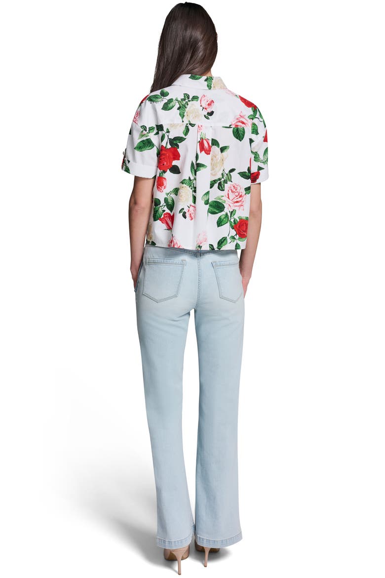 Rose Print Shirt, Alternate, color, SOFT WHITE MULTI