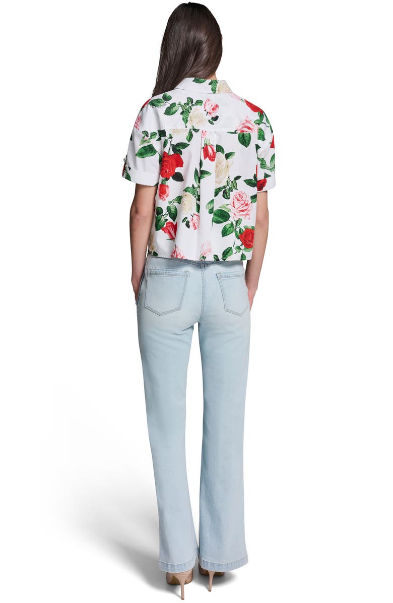 KARL LAGERFELD PARIS Rose Print Shirt, Alternate, color, Soft White Multi