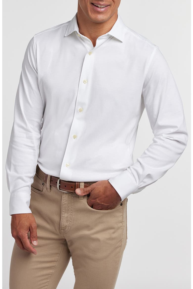 Cotton Knit Sport Shirt, Main, color, WHITE