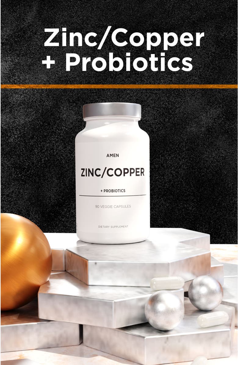 Codeage Amen Zinc & Copper Supplement + Probiotics, Alternate, color, White