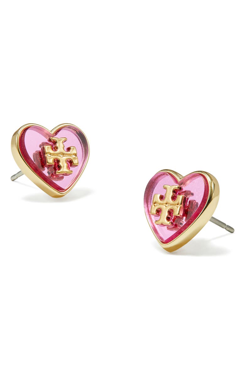 Tory Burch Kira Heart Stud Earrings, Alternate, color,