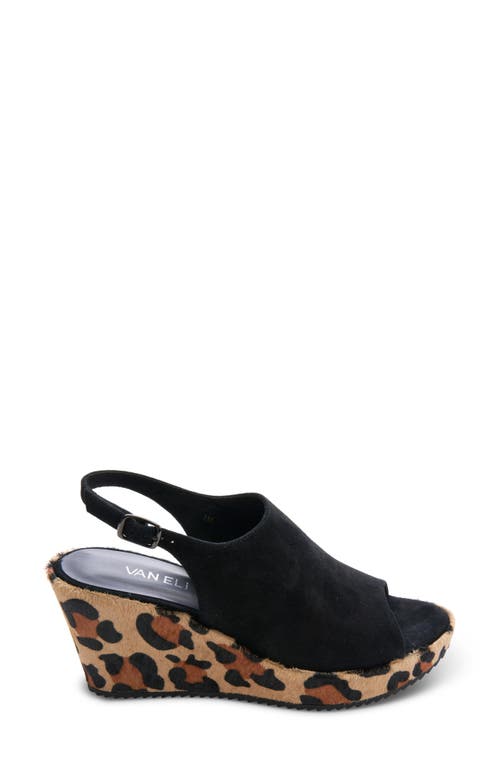 Vaneli Liza Genuine Calf Hair Wedge Sandal In Black