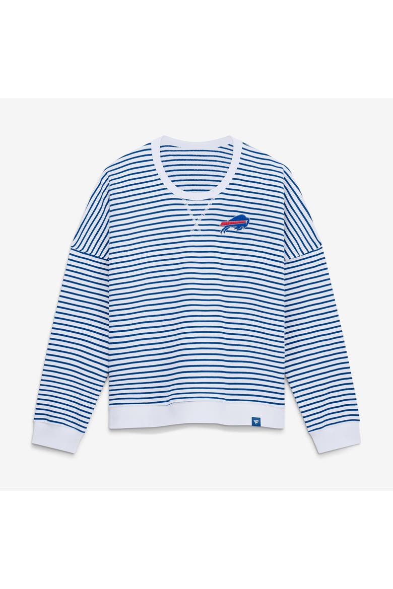 Women's Fanatics White/Royal Buffalo Bills Striped Oversized French Terry Sweatshirt, Main, color, White