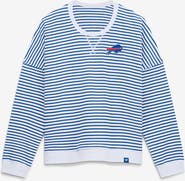 FANATICS Women's Fanatics White/Royal Buffalo Bills Striped Oversized French Terry Sweatshirt