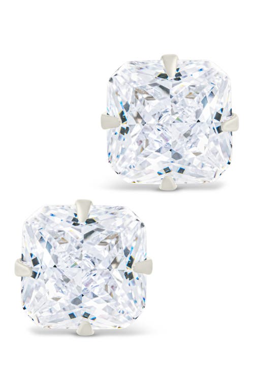 Sterling Forever Radiant Cut Cubic Zirconia Stud Earrings In Silver