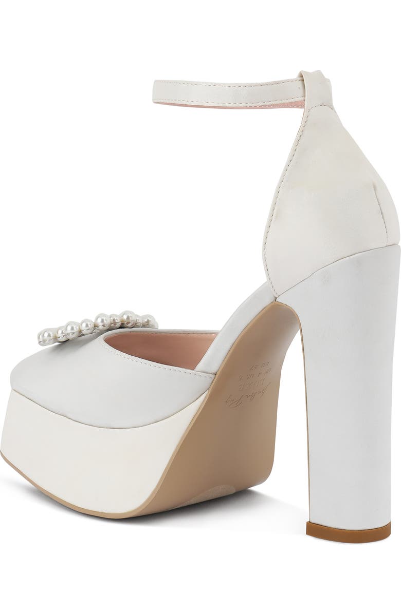 LONDON RAG Maeissa Pearly Brooch Ankle Strap Platform Pump, Alternate, color, White
