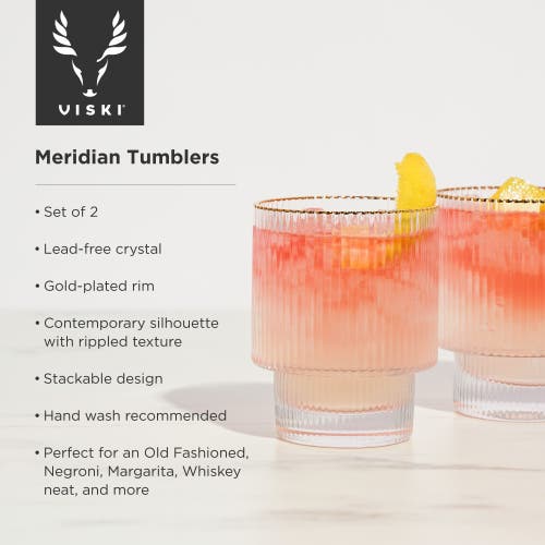Viski Meridian Crystal Tumblers Set Of 2 In Clear