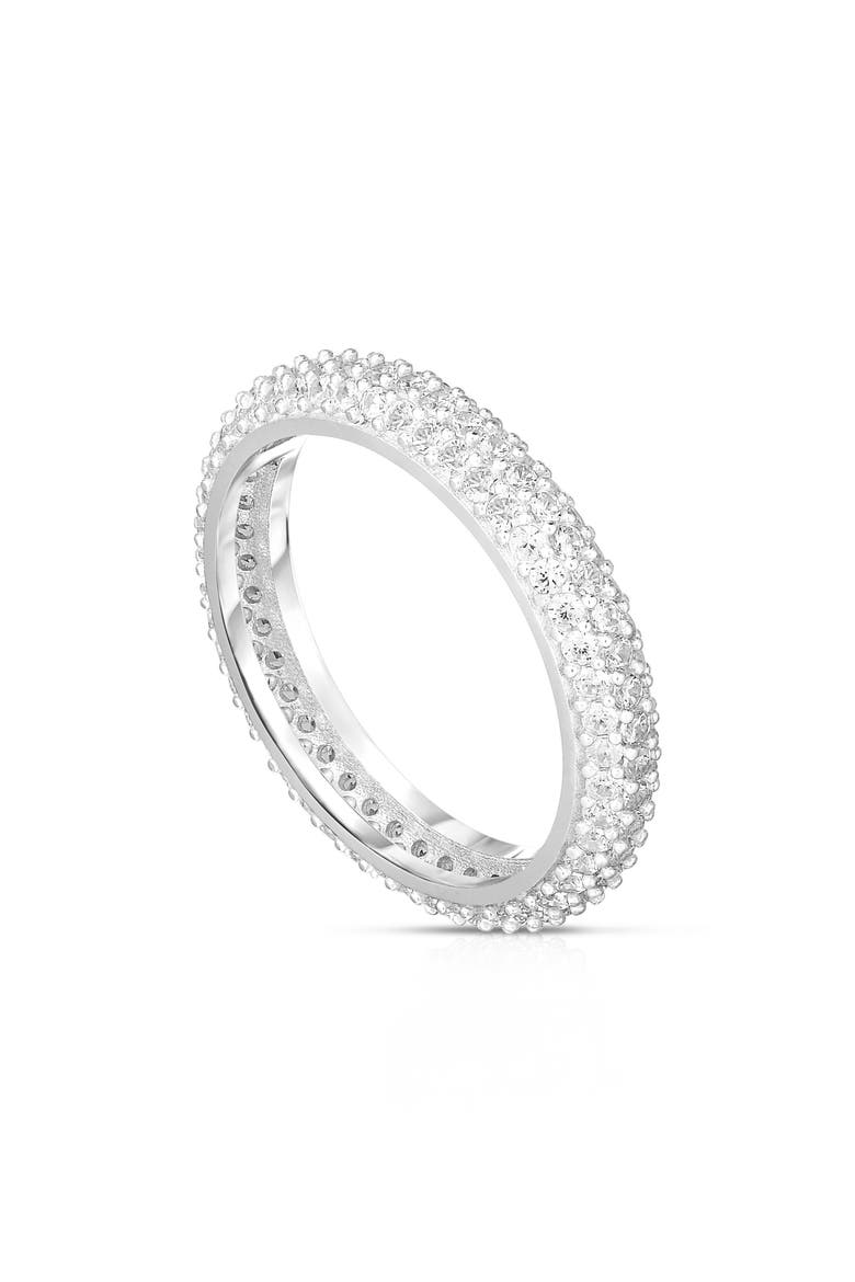 Pavé Cubic Zirconia Eternity Band Ring, Main, color, SILVER
