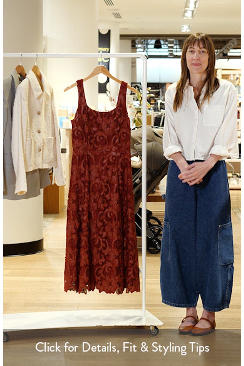 The Chayanne Faux Leather Floral Lace Midi Dress video