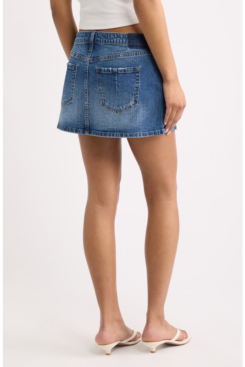 Pleated Denim Miniskirt, Alternate, color, MEDIUM WASH