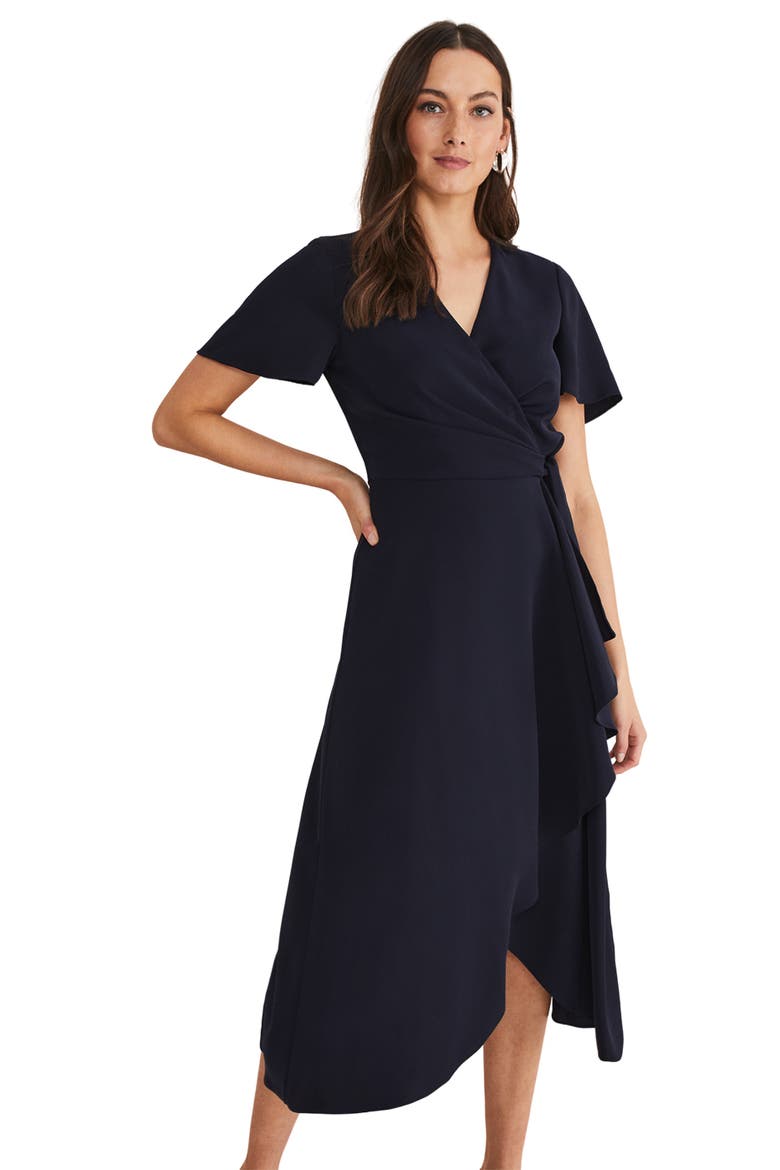 Julissa Frill Wrap Dress, Main, color, Navy