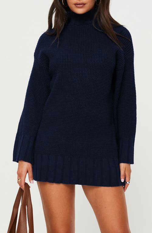 Princess Polly Tarin Long Sleeve Waffle Tunic in Navy 