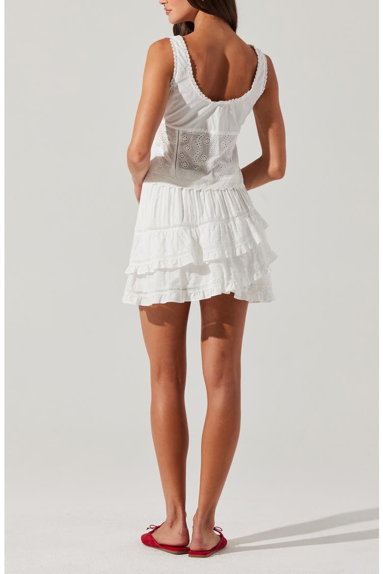 Kensley Tiered Cotton Miniskirt, Alternate, color, WHITE